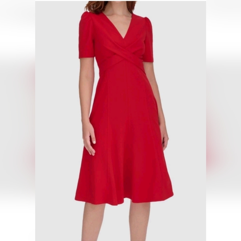 Sz 8 Tommy Hilfiger Fit & Flare Red Dress NWOT
